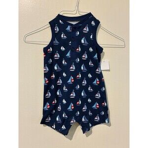 NWT Little Me Blue Sailboat Romper - 9M